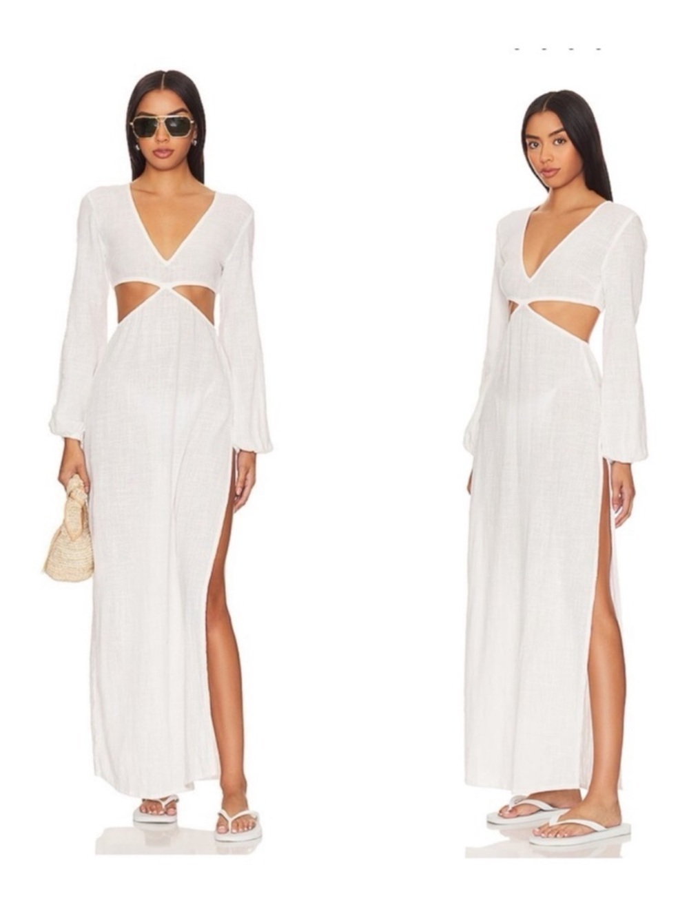 Tularosa Adilah Cutout Maxi Dress in White Long Sleeve
